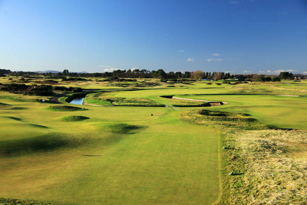 General views of the 17th hole at the Carnoustie Championship Course